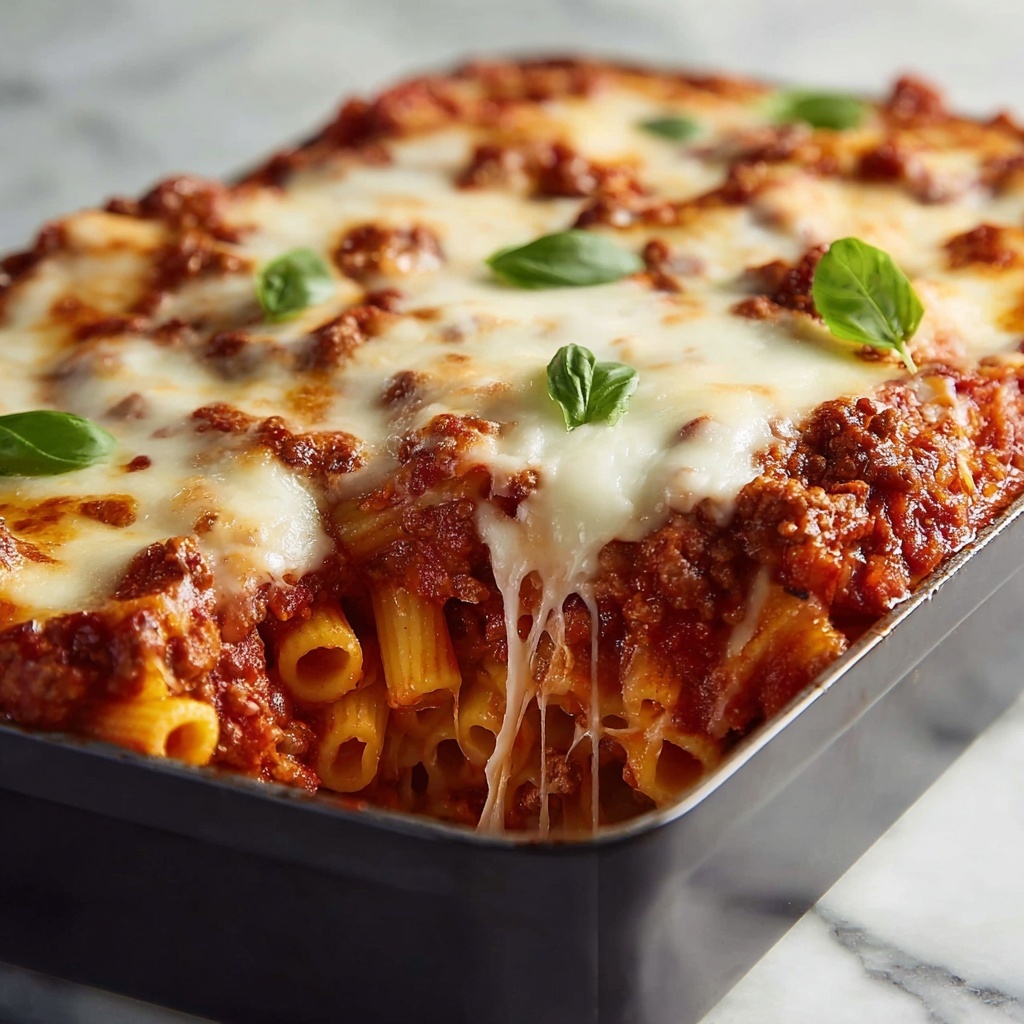 Baked Ziti with Ground Beef, Ricotta, and Mozzarella Recipe - Recipe Image