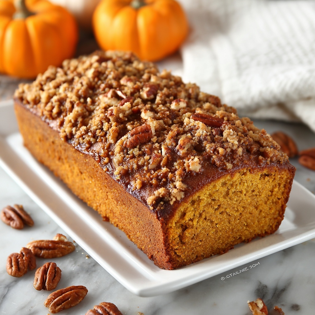 Pumpkin Bread with Brown Sugar Pecan Topping Recipe - Recipe Image