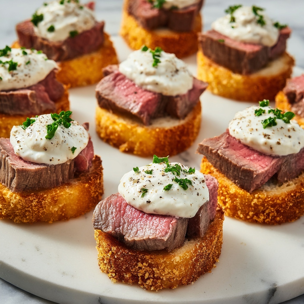 Steak Crostini with Horseradish Cream Recipe - Recipe Image