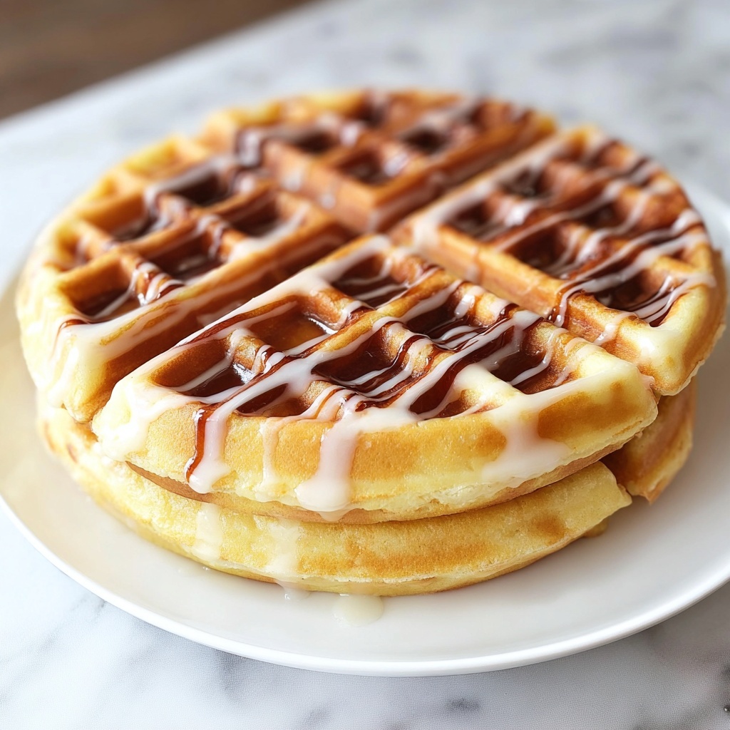 Cinnamon Roll Waffles with Cream Cheese Glaze Recipe - Recipe Image