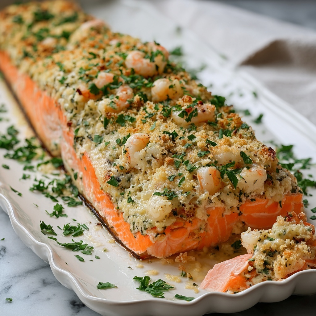 Crab & Shrimp Stuffed Salmon Recipe - Recipe Image