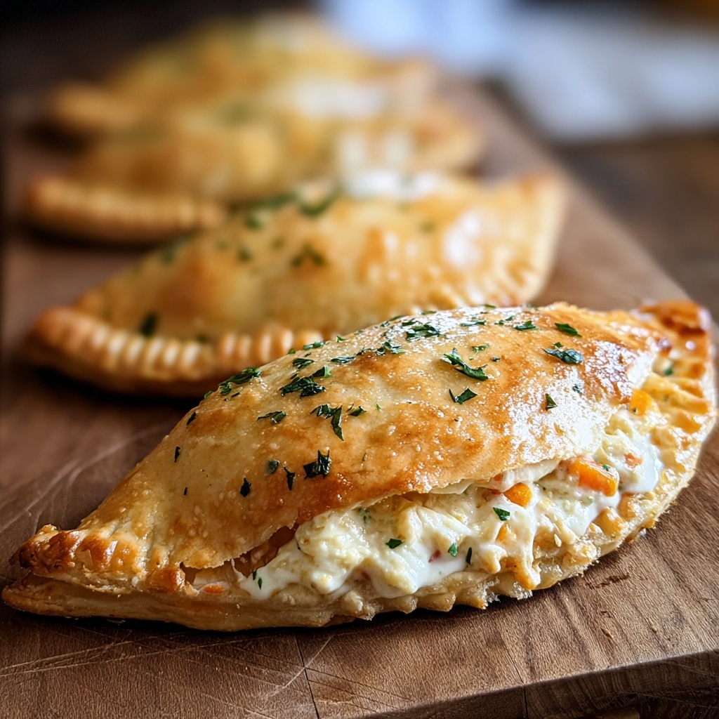 Chicken Alfredo Air Fryer Calzones Recipe - Recipe Image