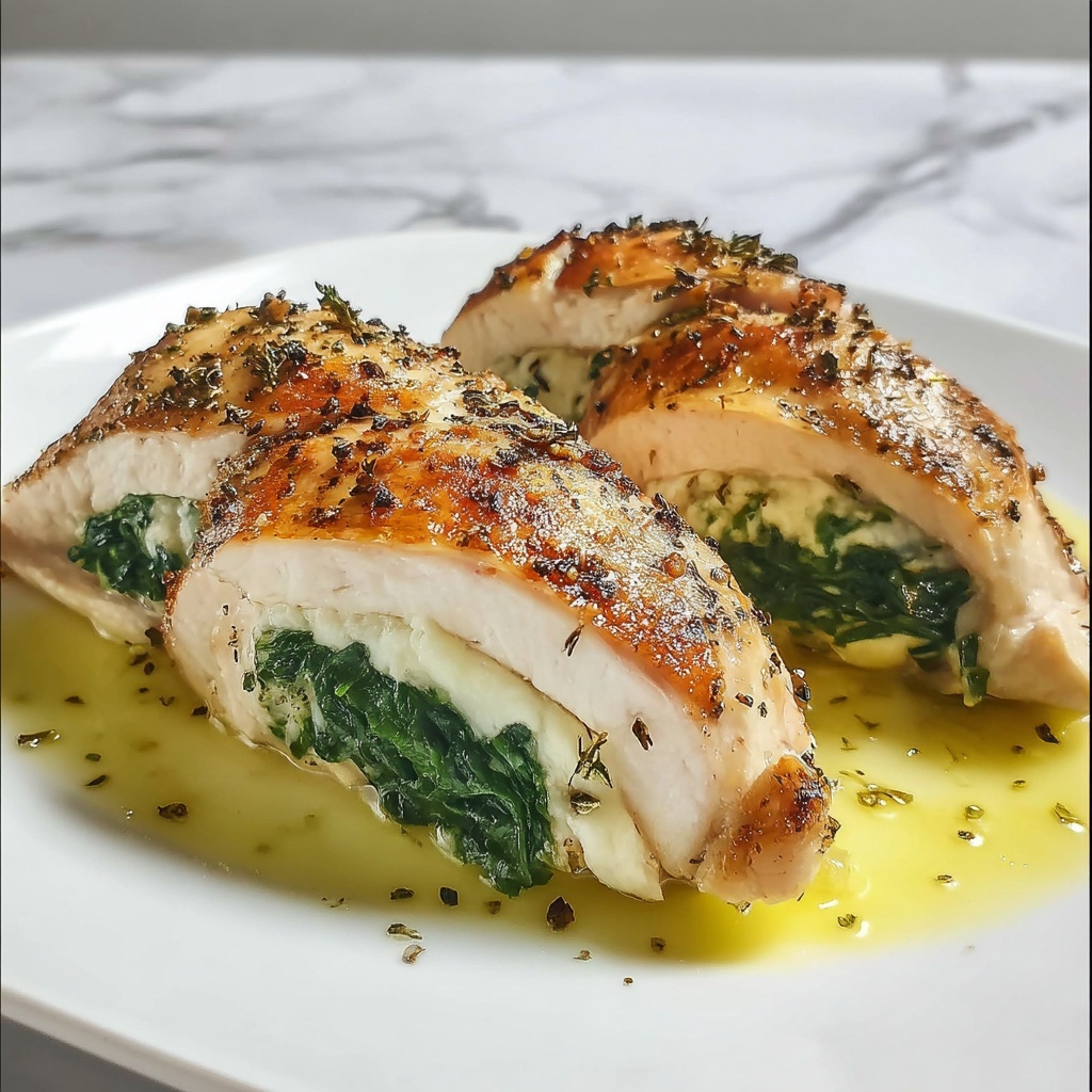Stuffed Chicken Breasts with Spinach and Cheesy Filling: 5 Irresistible Variations Recipe - Recipe Image
