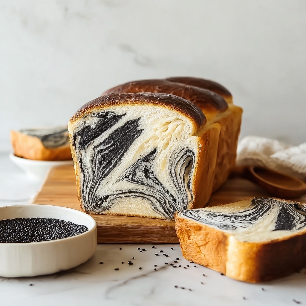 Black Sesame Marble Milk Bread Recipe - Recipe Image