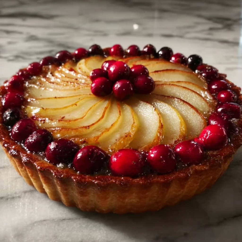 Roasted Pear Cranberry Tart Recipe - Recipe Image
