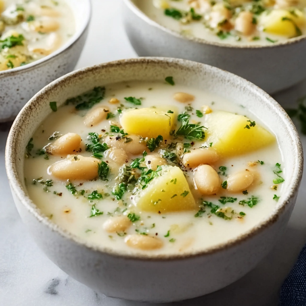 Hearty Potato and Bean Soup with Herbs and Cream Recipe - Recipe Image