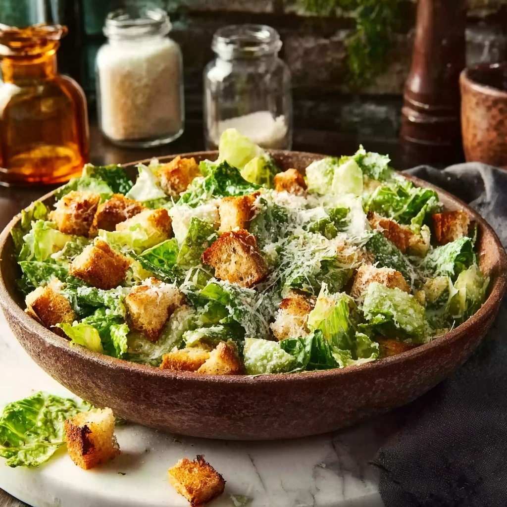 Classic Caesar Salad with Crunchy Croutons and Parmesan Recipe - Recipe Image