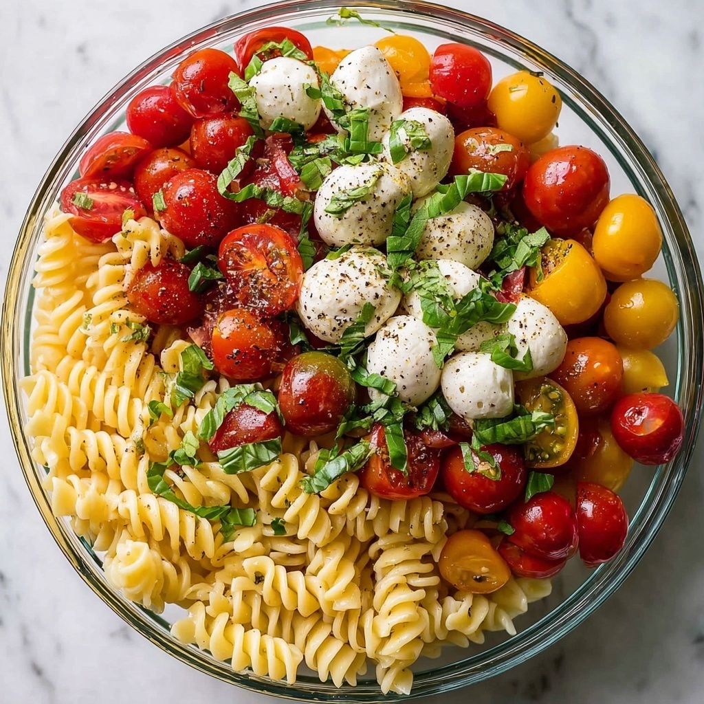 Creamy Caprese Pasta Salad Recipe - Recipe Image