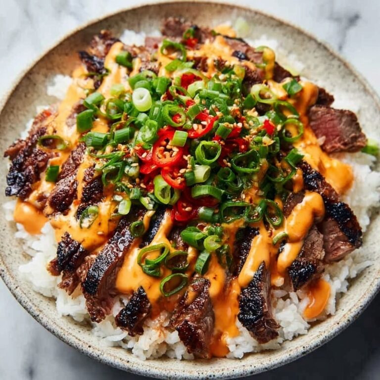 Korean BBQ Steak Rice Bowls with Spicy Cream Sauce Recipe
