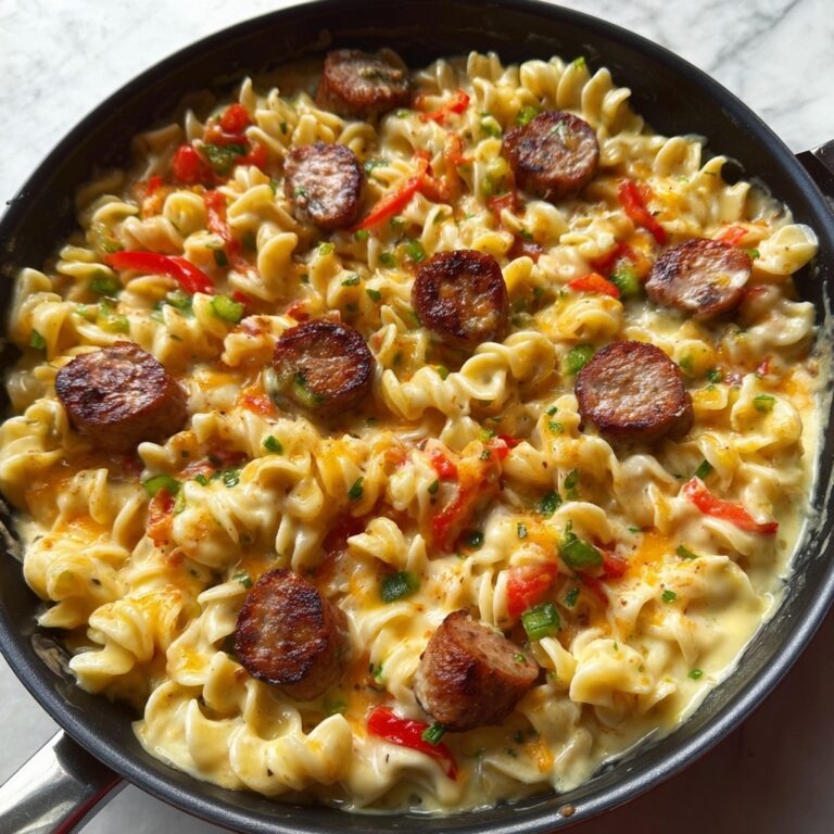 One Skillet Smoky Cajun Sausage Cheese Mac Recipe
