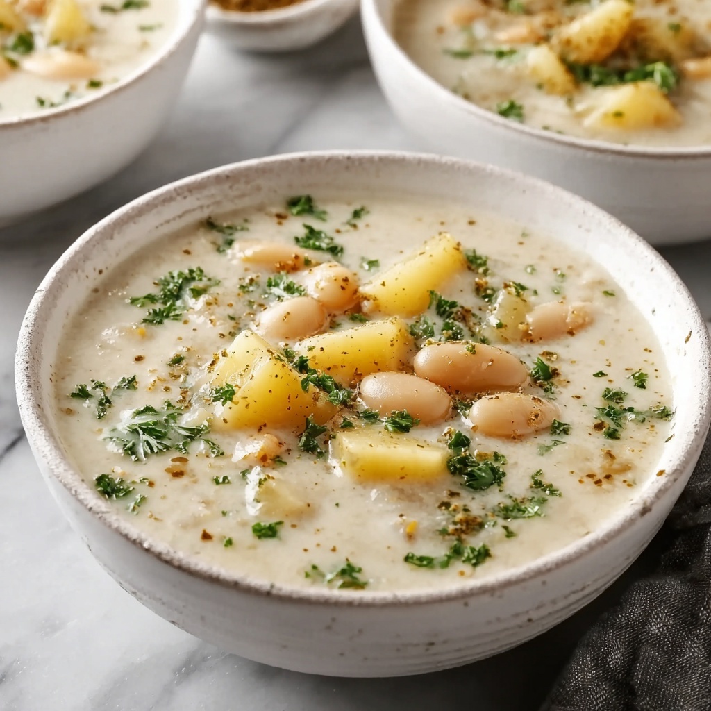 Hearty Potato and Bean Soup with Herbs and Cream Recipe - Recipe Image