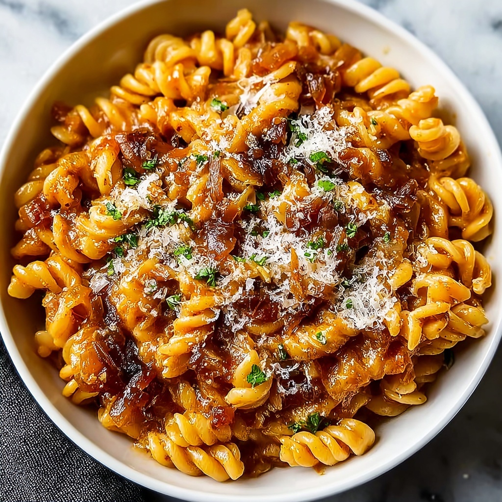 One Pot French Onion Pasta Recipe - Recipe Image