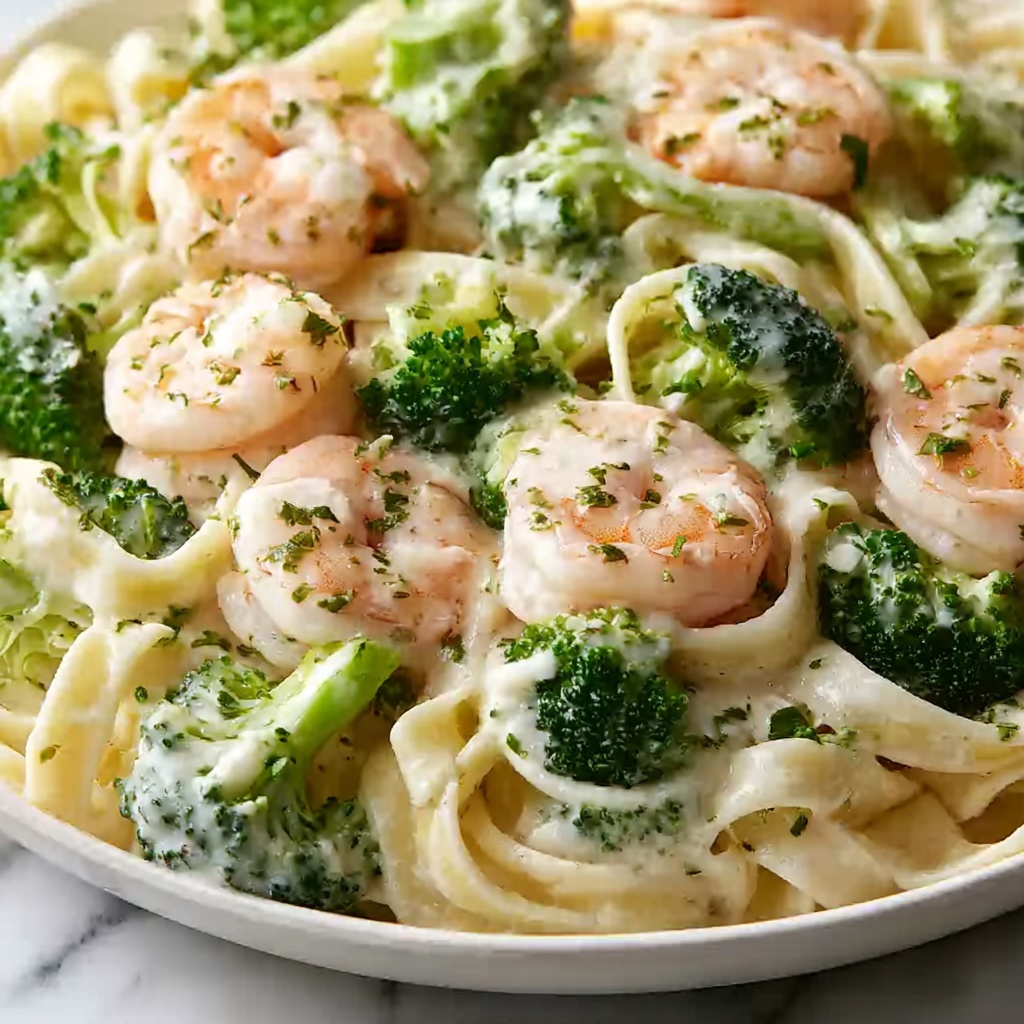 Broccoli Shrimp Alfredo Recipe - Recipe Image