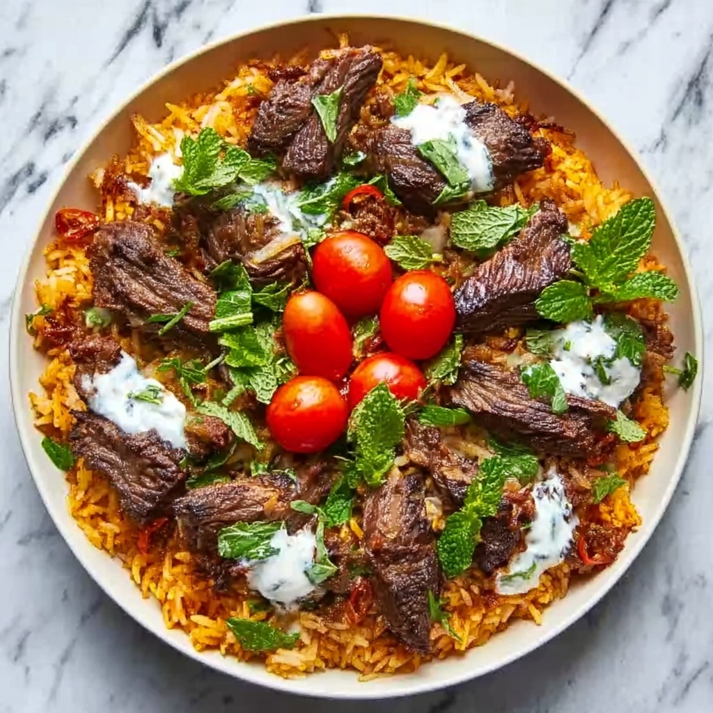 Creamy Queso Rice with Juicy Steak Strips Recipe - Recipe Image