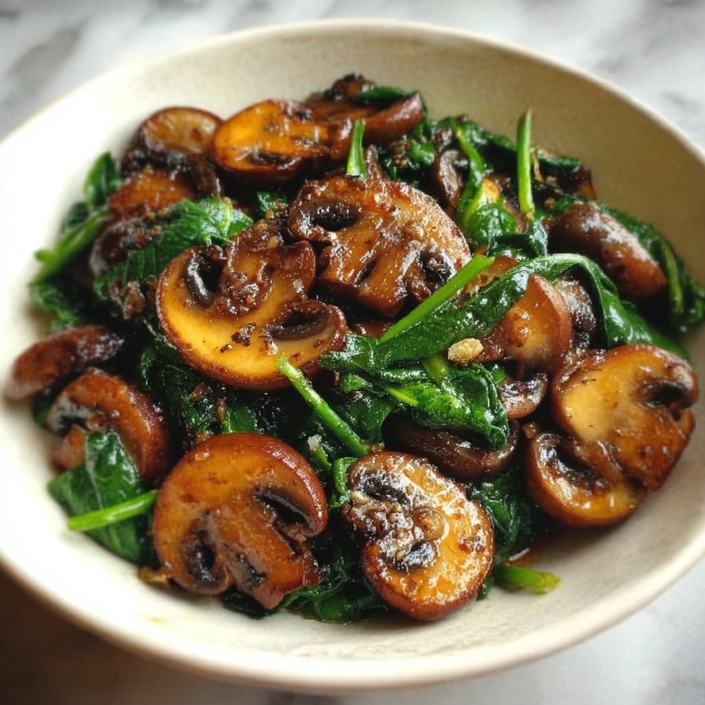 Sauteed Mushrooms with Spinach Recipe - Recipe Image