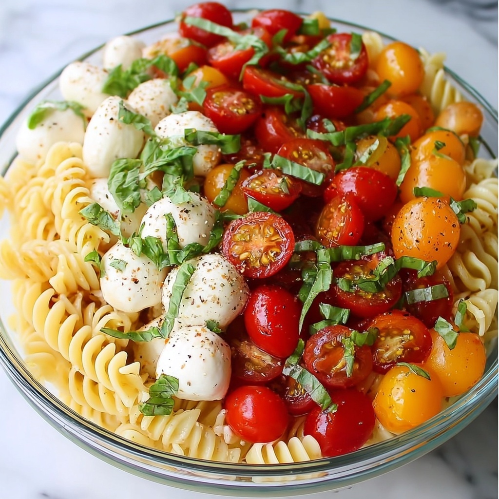 Creamy Caprese Pasta Salad Recipe - Recipe Image