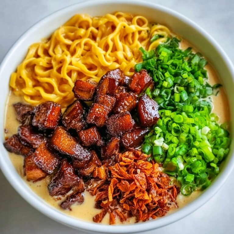 Fiery Chicken Ramen with Creamy Garlic Sauce Recipe
