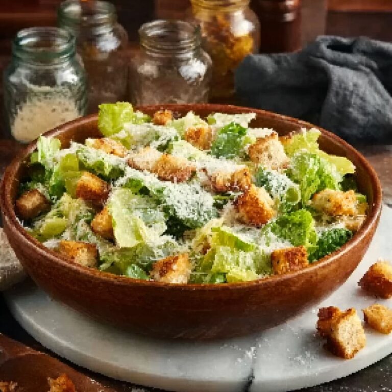 Classic Caesar Salad with Crunchy Croutons and Parmesan Recipe