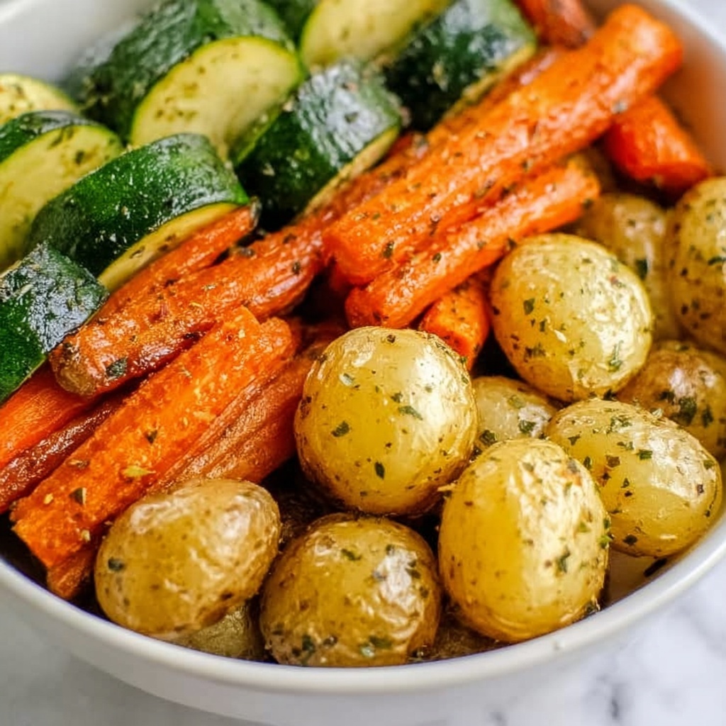 Garlic Herb Roasted Potatoes, Carrots, and Zucchini Recipe - Recipe Image