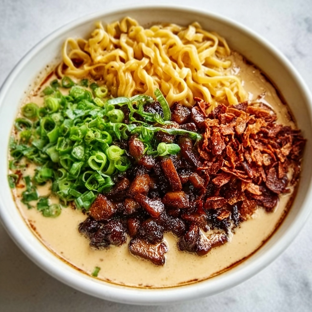 Fiery Chicken Ramen with Creamy Garlic Sauce Recipe - Recipe Image