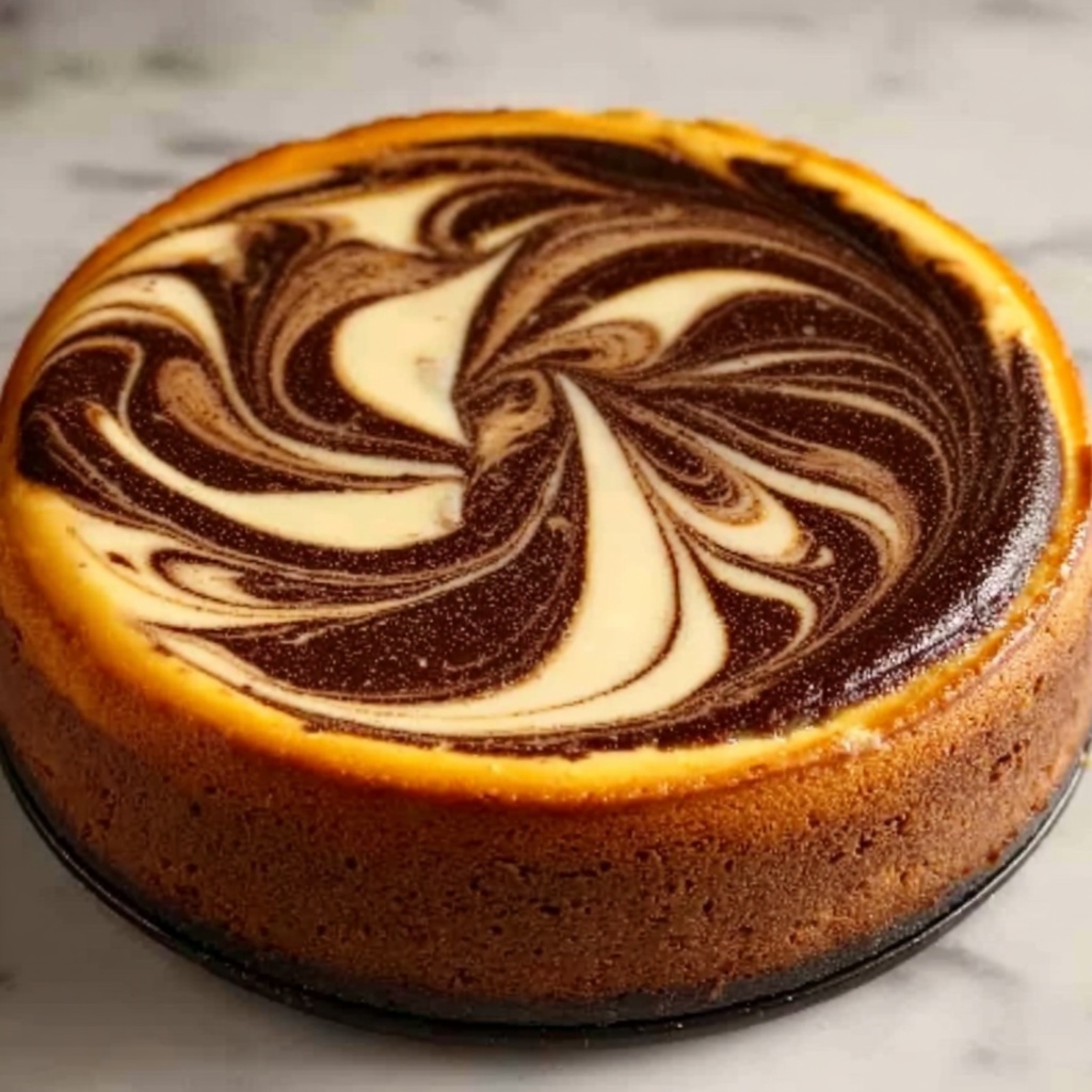 Pumpkin Chocolate Swirl Cheesecake Recipe - Recipe Image