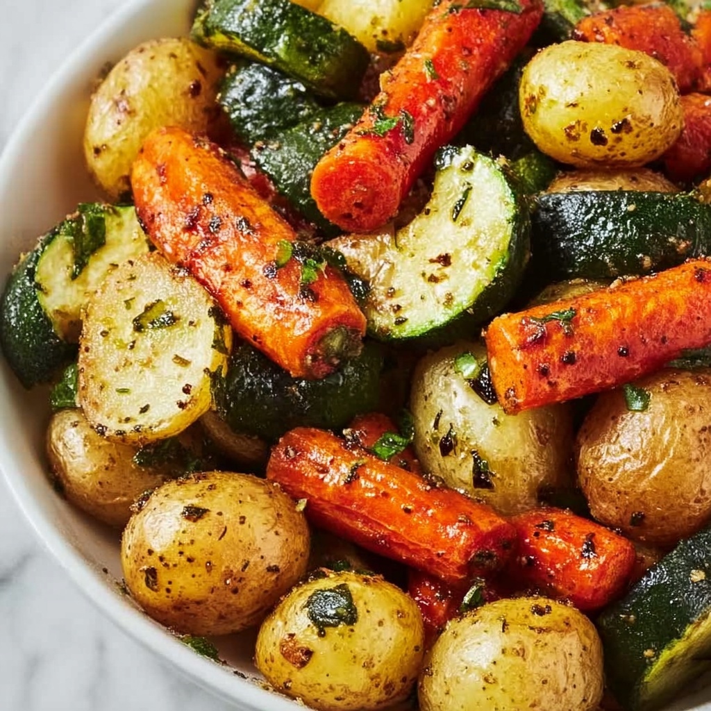 Garlic Herb Roasted Potatoes, Carrots, and Zucchini Recipe - Recipe Image